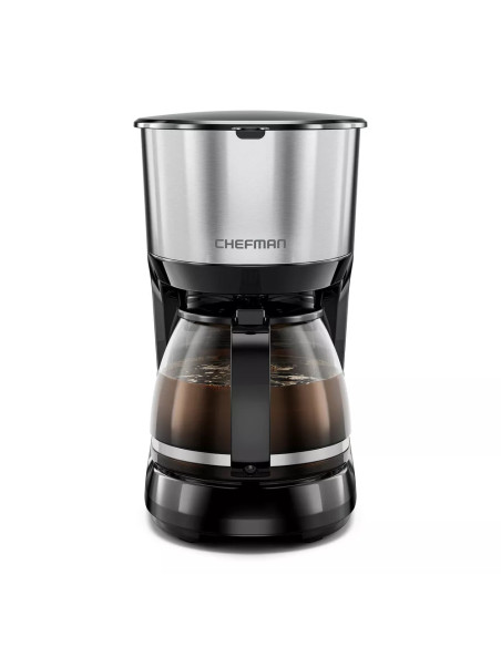 CAFETERA CHEFMAN 10 TAZAS CON JARRA DE VIDRIO ACERO INOX