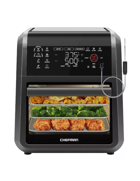 FREIDORA DE AIRE CHEFMAN 11 35LTS 1700W 17 AJUSTES  PANEL DIG  APAGADO AUT  TERMOMETRO INCL VISUALIZACION COLOR NEGRO