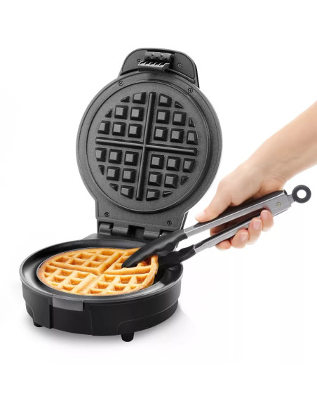 WAFLERA CHEFMAN ESTILO BELGA REDONDA 4 SECCIONES 700W ANTIADHERENTE NEGRA