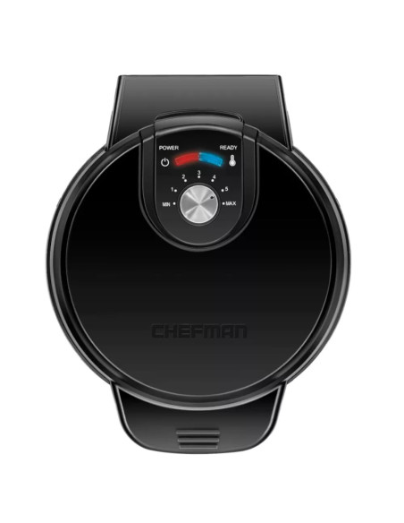 WAFLERA CHEFMAN ESTILO BELGA REDONDA 4 SECCIONES 700W ANTIADHERENTE NEGRA