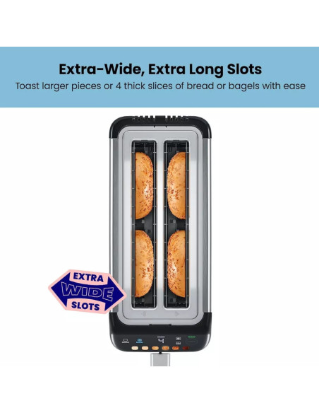 TOSTADORA CHEFMAN 4 REBANADAS 850W DIGITAL 6 SOMBRAS 3 FUNCIONES ACERO INOX
