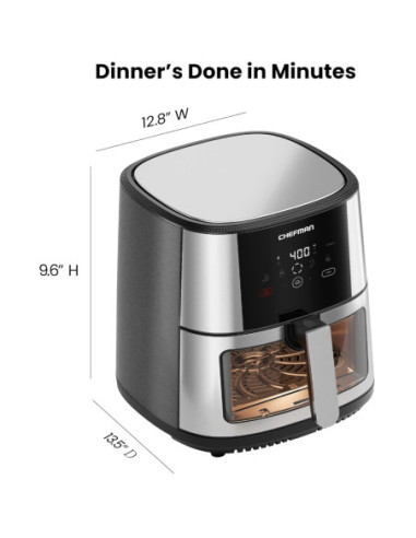 FREIDORA DE AIRE CHEFMAN 7.6LTS PANTALLA TOUCH 1500W CON VISUALIZACION ACERO INOX