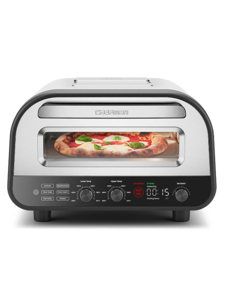 HORNO PARA PIZZA CHEFMAN ARTESANAL HASTA 12 PULG. LUZ CON VISUALIZACION ACERO INOX.