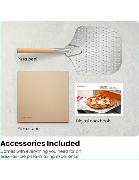 HORNO PARA PIZZA CHEFMAN ARTESANAL HASTA 12 PULG. LUZ CON VISUALIZACION ACERO INOX.