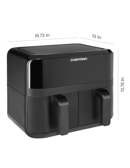 FREIDORA DE AIRE CHEFMAN DUAL  2 CESTAS 2 85LTS CADA UNO 1700W  PANEL DIG  APAGADO AUT   NEGRO
