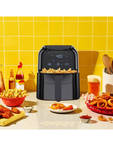 FREIDORA DE AIRE TURBOFRY CHEFMAN 5.5LTS 1500W PANTALLA TOUCH-INDICADOR SHAKE- COLOR NEGRO