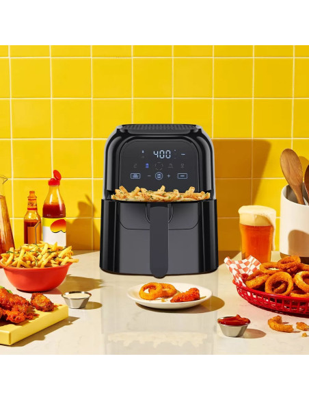 FREIDORA DE AIRE TURBOFRY CHEFMAN 5.5LTS 1500W PANTALLA TOUCH-INDICADOR SHAKE- COLOR NEGRO