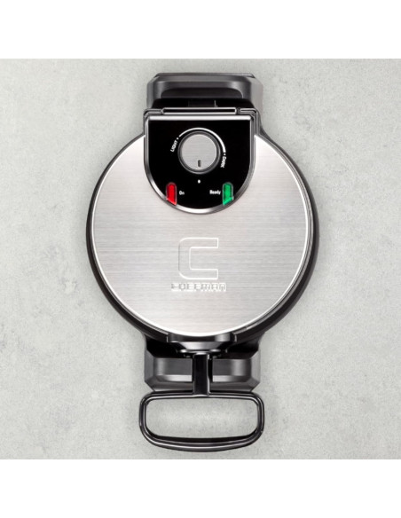 WAFLERA CHEFMAN ESTILO BELGA REDONDA ANTIADHERENTE NEGRA GIRATORIA