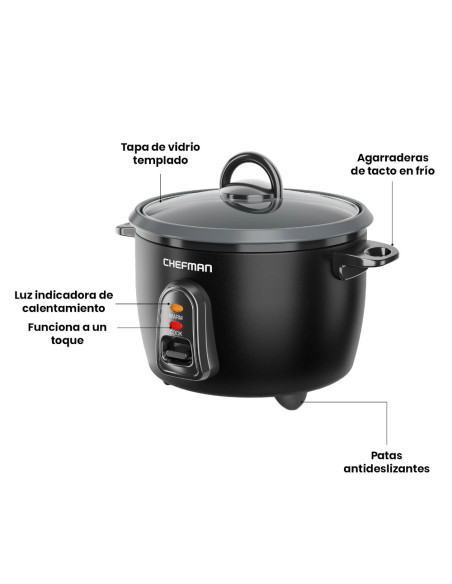 OLLA ARROCERA CHEFMAN  10 TAZAS MULTIUSOS  NEGRA