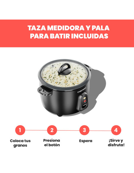 OLLA ARROCERA CHEFMAN  10 TAZAS MULTIUSOS  NEGRA