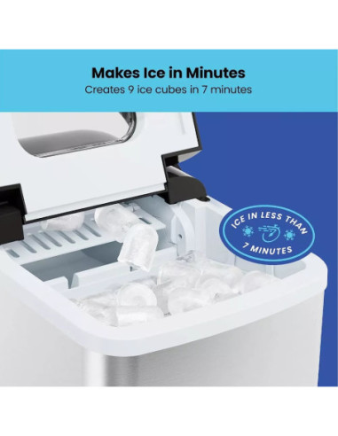 MAQUINA DE HIELO CHEFMAN PORTATIL ALMACENA 0 5KG 204W VISUALIZACION CABLE 1 5MTS GRIS