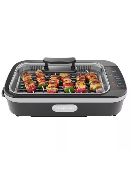 PARRILLA CHEFMAN INTERIOR SIN HUMO 15 PULG  1500W PANTALLA TACTIL TERMOMETRO INCL  NEGRO