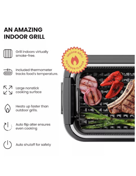 PARRILLA CHEFMAN INTERIOR SIN HUMO 15 PULG  1500W PANTALLA TACTIL TERMOMETRO INCL  NEGRO