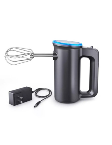 BATIDORA DE MANO CHEFMAN INALAMBRICA 25MIN  7 VEL  PANTALLA LUZ LED NEGRA