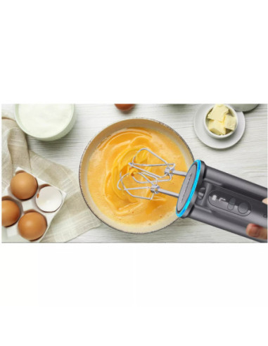 BATIDORA DE MANO CHEFMAN INALAMBRICA 25MIN  7 VEL  PANTALLA LUZ LED NEGRA