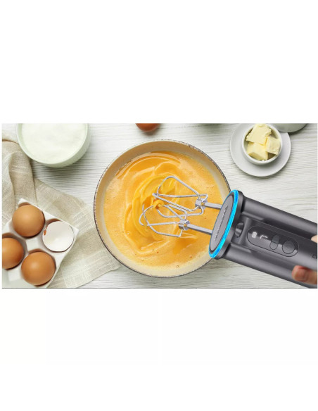 BATIDORA DE MANO CHEFMAN INALAMBRICA 25MIN  7 VEL  PANTALLA LUZ LED NEGRA