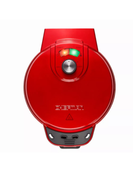 WAFLERA CHEFMAN ESTILO BELGA REDONDA 4 SECCIONES 700W ANTIADHERENTE ROJO