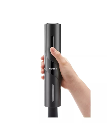 SACACORCHOS CHEFMAN PARA VINOS A PILAS 4PCS LUZ LED ACERO INOX  NEGRO