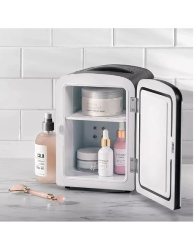 MINI REFRI CHEFMAN PORTATIL 4LTS PUERTA AJUSTE FRIO CALIENTE 0 65 GRD CENTIGRADOS NEGRO