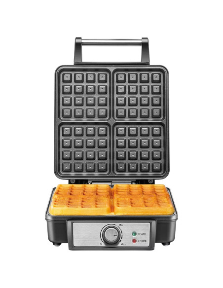 WAFLERA CHEFMAN ESTILO BELGA 4 SECCIONES 700W ANTIADHERENTE ACERO INOX
