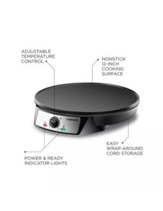 CREPERA CHEFMAN 12PULG  REDONDO 1000W CTRL TEMPERATURA ANTIADHERENTE NEGRO 2