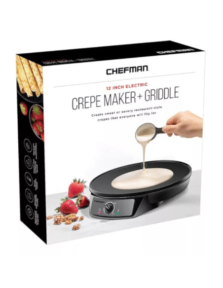 CREPERA CHEFMAN 12PULG  REDONDO 1000W CTRL TEMPERATURA ANTIADHERENTE NEGRO