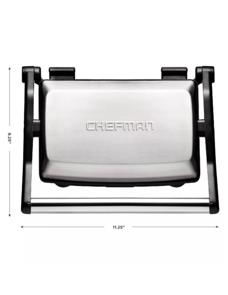SANDWICHERA CHEFMAN PANINI 3 EN 1 4 REBANADAS ANTIADHERENTE 1000W ACERO INOX
