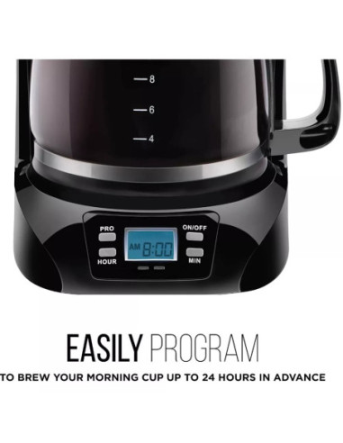 CAFETERA CHEFMAN 12 TAZAS PROGRAMABLE DIGITAL CON JARRA DE VIDRIO ACERO INOX