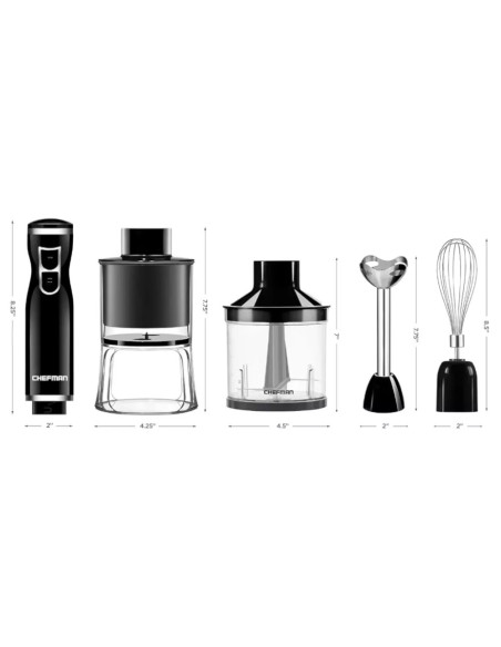 BATIDORA DE INMERSION CHEFMAN 6 EN 1 2 VELOCIDADES 300 WATTS NEGRO