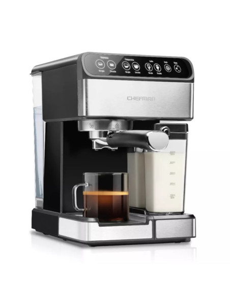 CAFETERA EXPRESO CAPUCHINO LATE CHEFMAN 6 EN 1 TOUCH CON 15 BARES 1 8LTS ACERO INOX