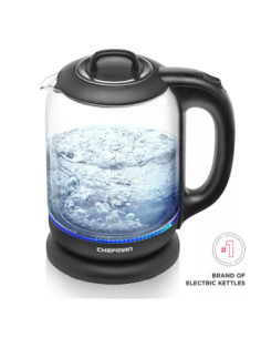 TETERA ELECTRICA CHEFMAN INALAMBRICA 1 7LTS LUZ LED CTRL DIGITAL INFUSOR JARRA DE CRISTAL NEGRO 2