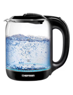 TETERA ELECTRICA CHEFMAN INALAMBRICA 1 7LTS LUZ LED JARRA DE CRISTAL NEGRO 2