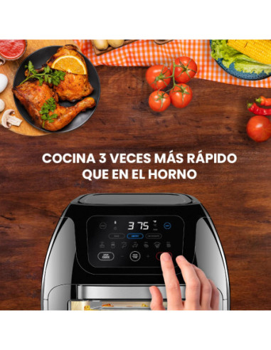 FREIDORA DE AIRE CHEFMAN CON HORNO 10LTS PANTALLA TOUCH 1700W APAGADO AUT  NEGRO